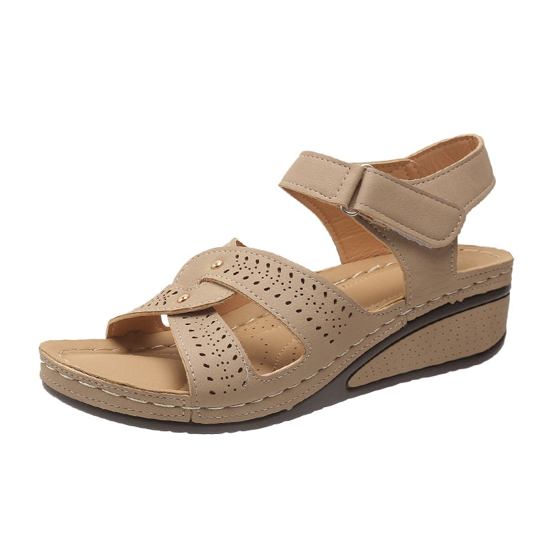 flowersverse Plus Size Fashion Wedge Sandals Women Summer Casual Platform Walking Sandalias Mujer Comfortable Non Slip Beach Shoes Woman