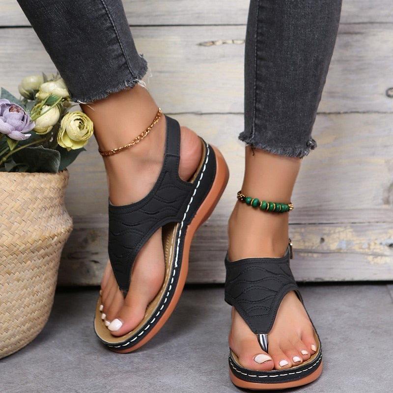 Back to school outfit flowersverse flowersverse Summer Oxford Women Sandals Flats Slippers Pu Leather Flip Flops Belt Buckle Female Shoes New Rome Fashion Women Slides