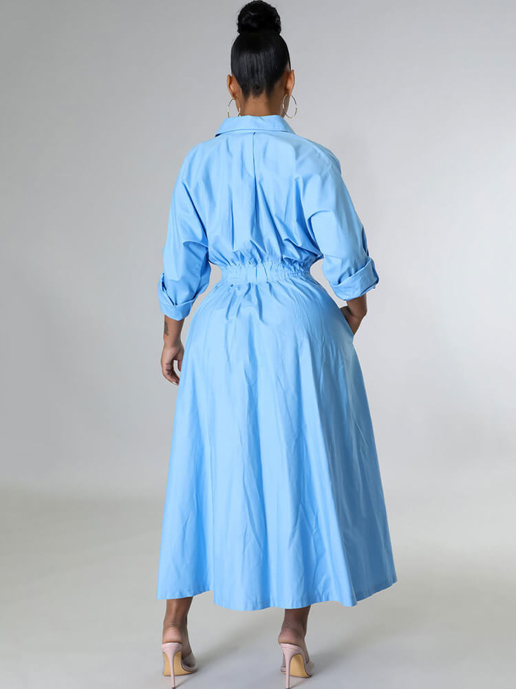 flowersverse Long Sleeve Solid Color Bodycon Maxi Dresses