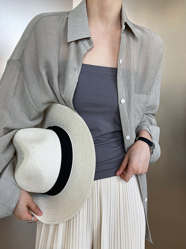 flowersverse Simple Casual Solid Color Spaghetti-Neck Vest Top