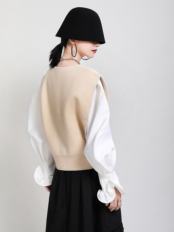 flowersverse Urban Black&Apricot Knitting Vest