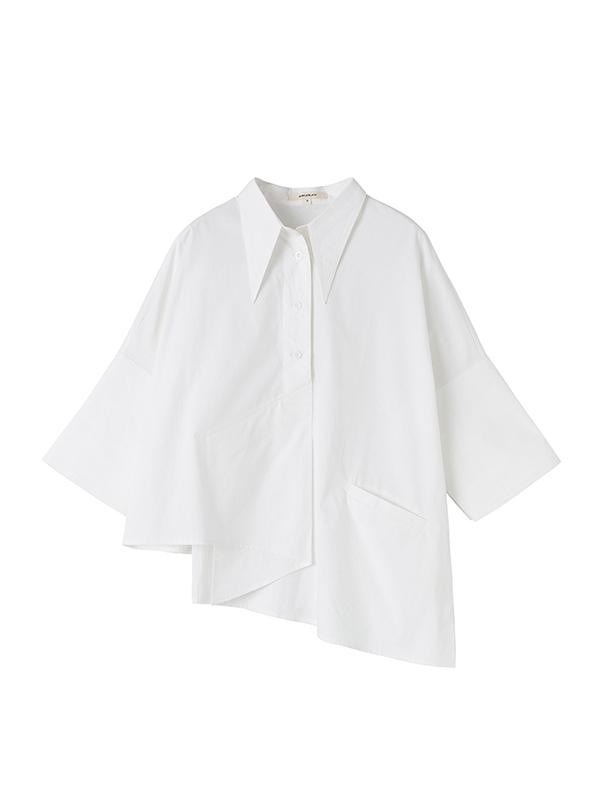 flowersverse Creamy White Cropped Three-Quarter Sleeve Shirt