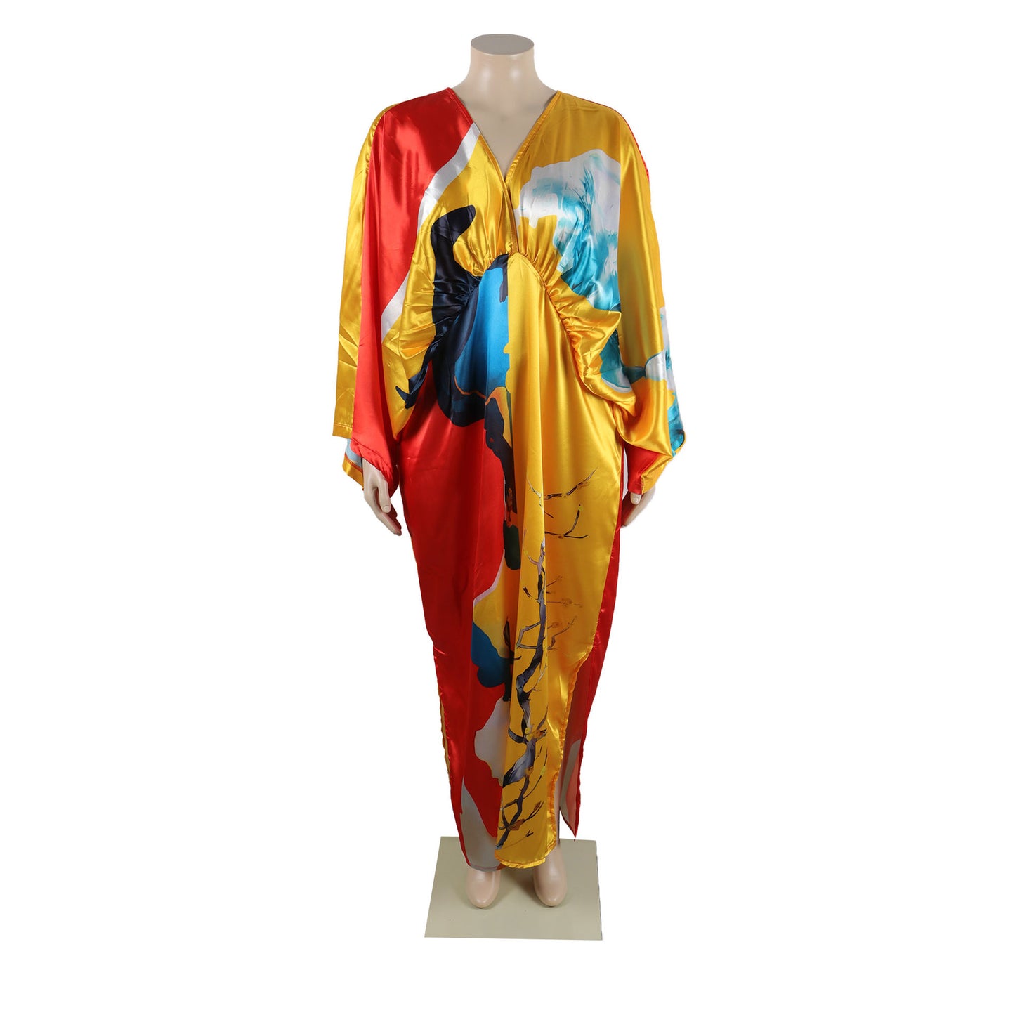 flowersverse Sexy Print Plus Size V Neck Maternity Dress