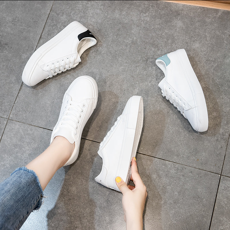 flowersverse Woman Shoes New Fashion Woman Casual High Platform Leather Women Casual White Shoes Breathable Sneakers Women's Vulcanize Shoes