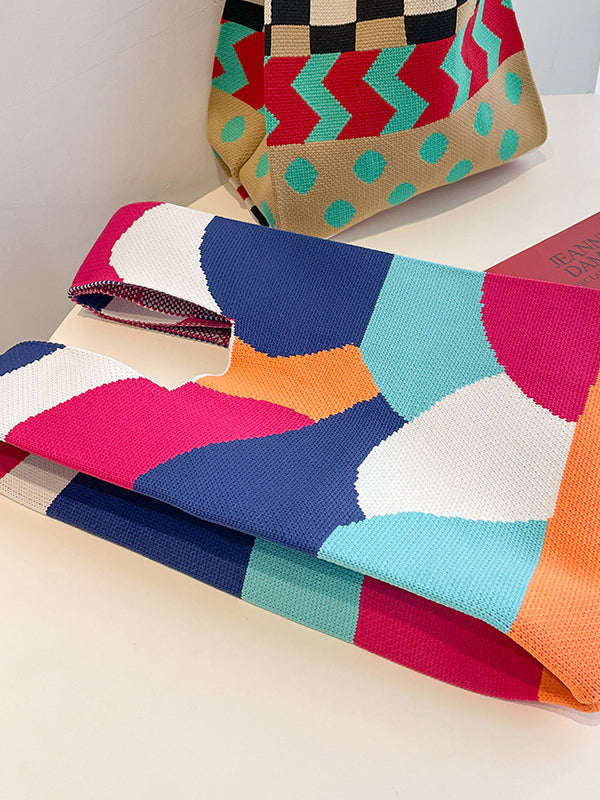 flowersverse Contrast Color Striped Handbags Bags