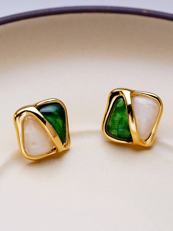 flowersverse Contrast Color Geometric Earrings Accessories