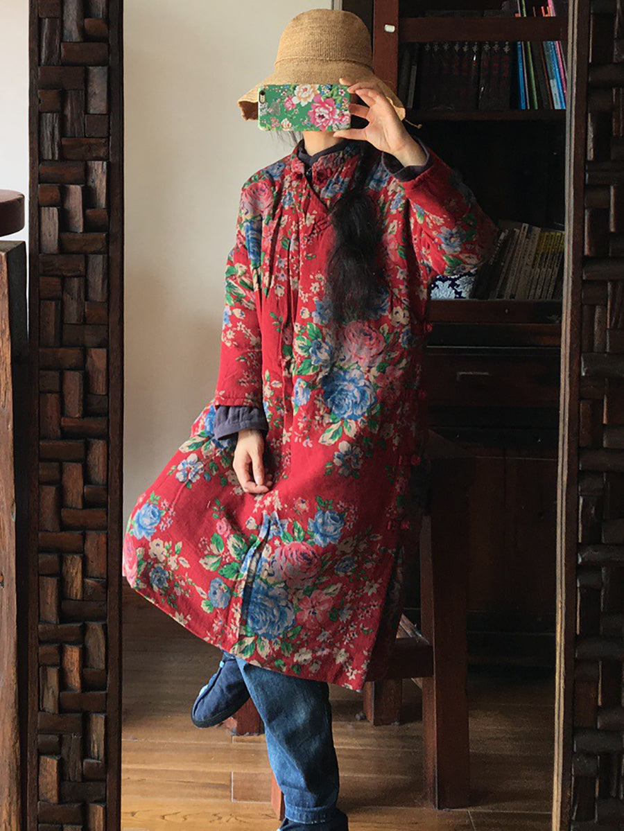 flowersverse Women Ethnic Flower Slant-Closure Dress