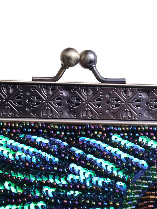 flowersverse 4 Colors Urban Geometric Sequined Makeup Bag Handbag