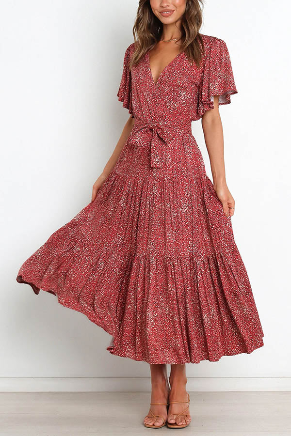 flowersverse Melody of Summer Floral Ruffle Midi Dress