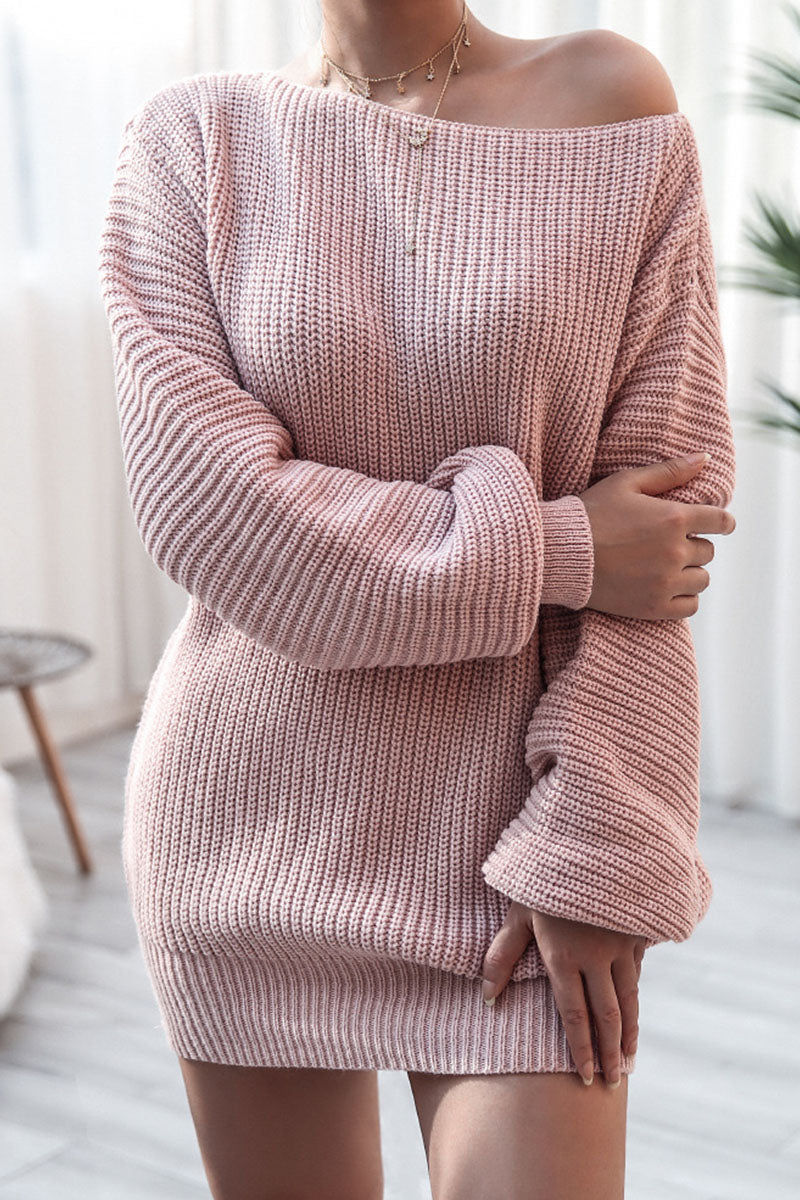 flowersverse Fashion Casual Solid Bateau Neck Straight Dresses