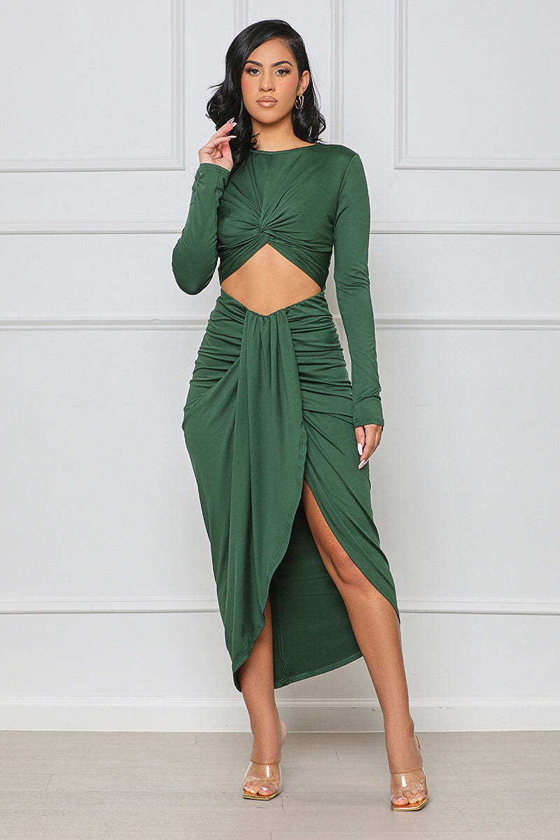 flowersverse Women's Clothing Autumn/Winter Solid Color Sexy Tight Fitting Bodycon Dress