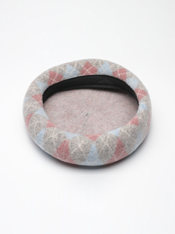 flowersverse Vintage Wool Contrast Color Beret Hat