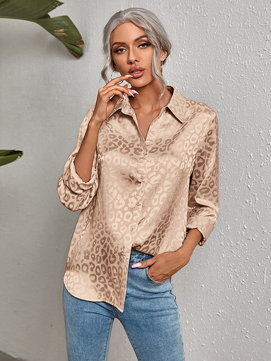 flowersverse Urban Leopard Long Sleeves Lapel Blouse