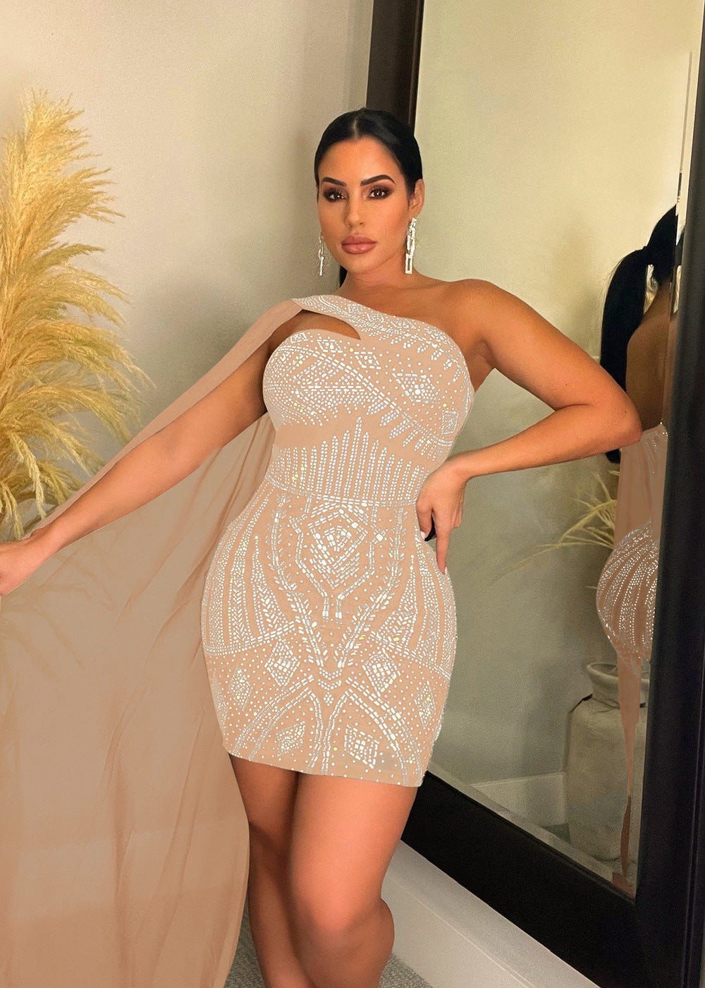 flowersverse Sleeveless Sexy Hollow-out Backless Cloak Women's Party Evening Dress