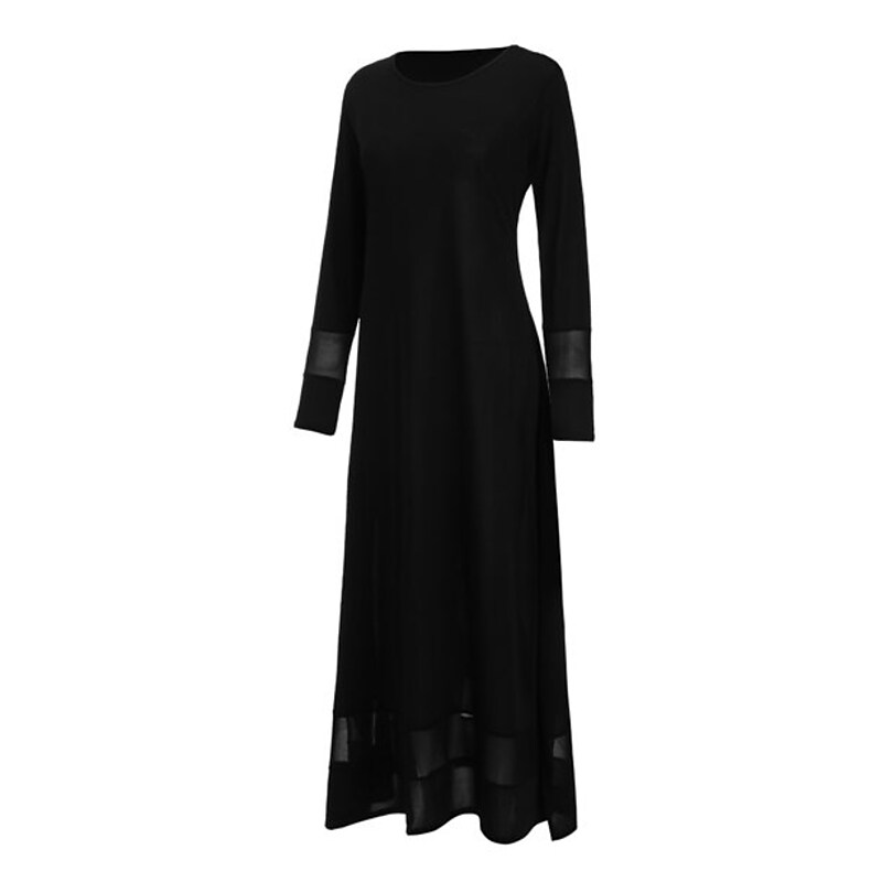 flowersverse Women's Plus Size Holiday Dress Solid Colored Crew Neck Long Sleeve Fall Winter Casual Maxi long Dress Dress