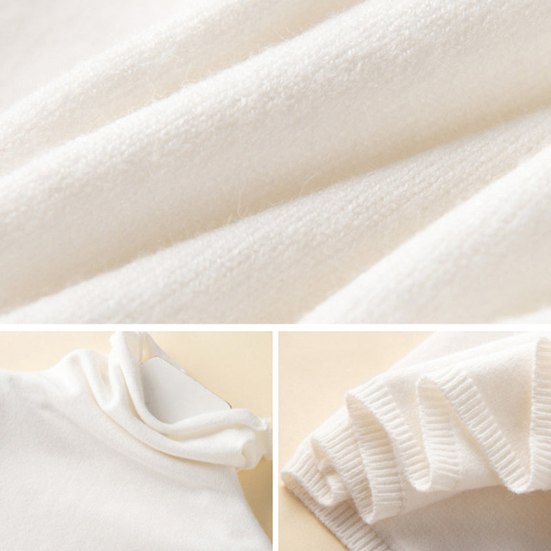 flowersverse Casual Skinny Long Sleeves Solid Color Heaps Collar Sweater Tops Pullovers