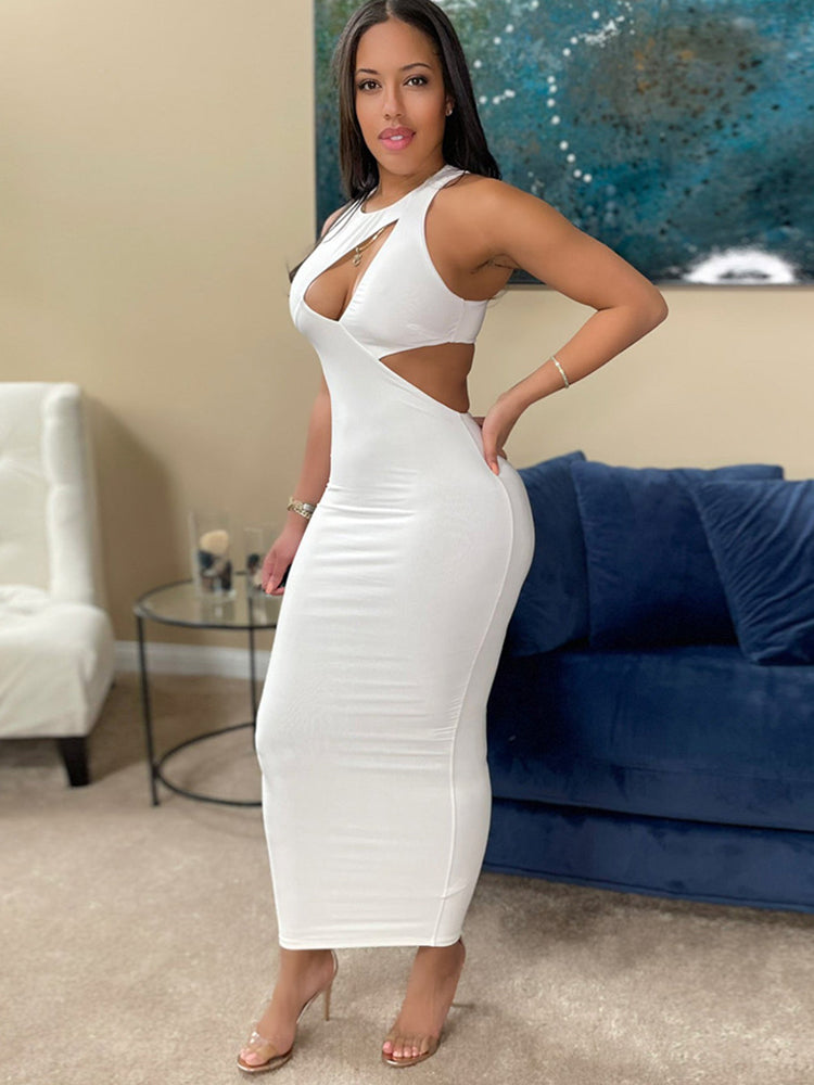 flowersverse Sleeveless Cut Out Bodycon Maxi Dresses