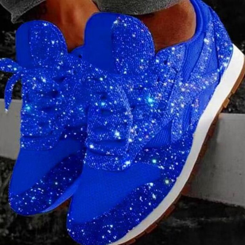 flowersverse Women Muffin Rhinestone New Crystal Platform Sneakers