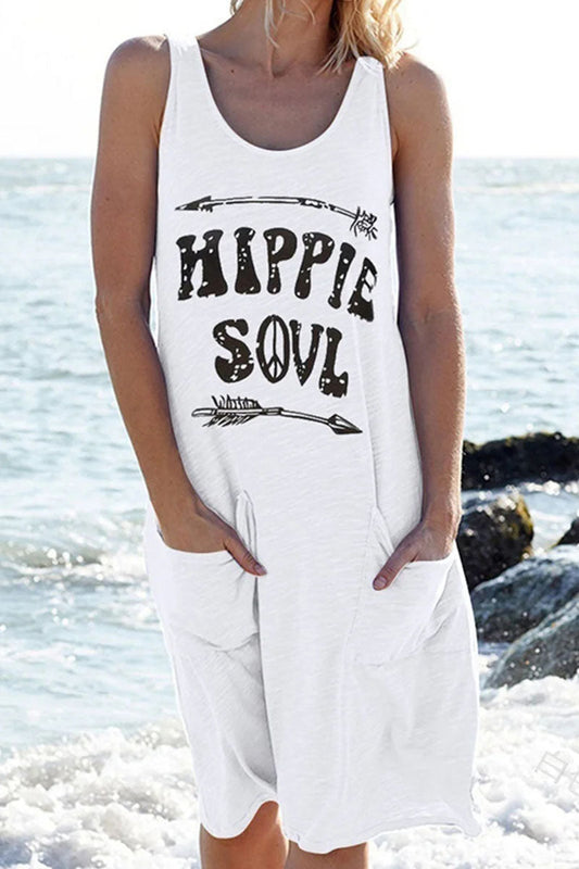 flowersverse Fashion Casual Print Letter O Neck Straight Dresses(4 Colors)