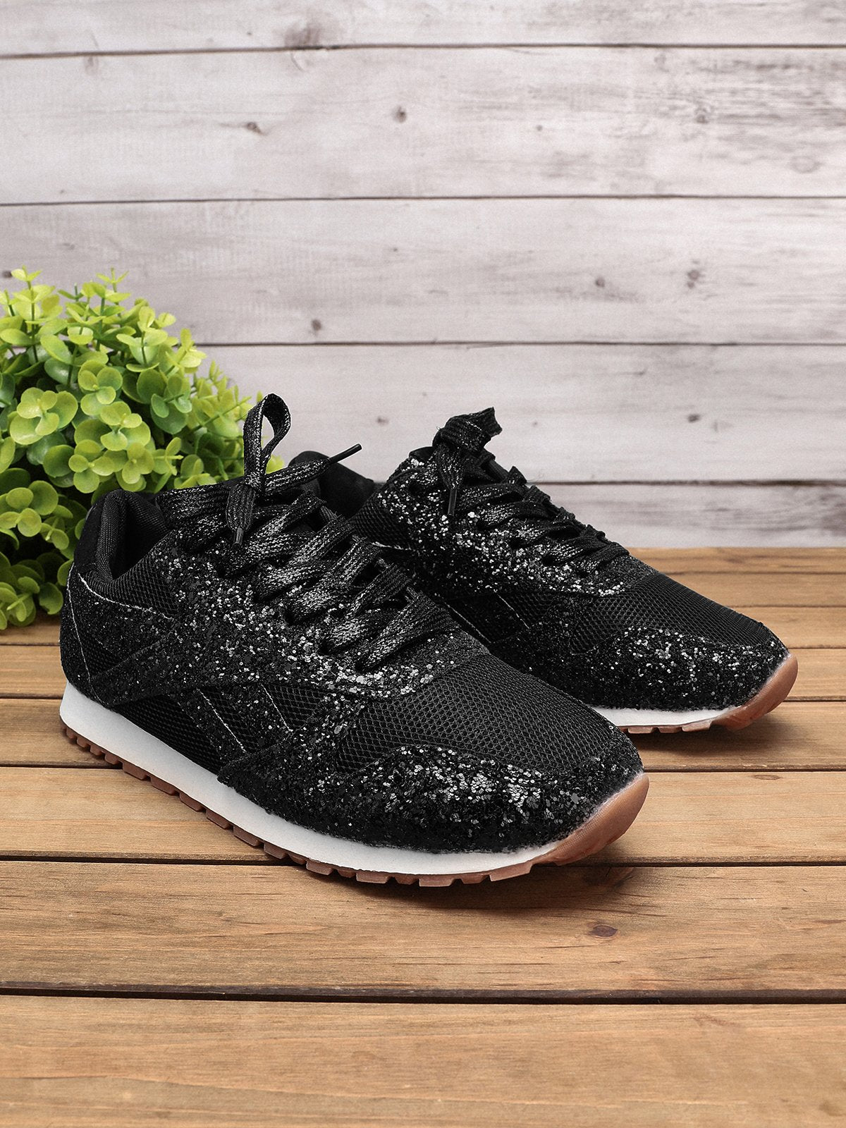 flowersverse Women Muffin Rhinestone New Crystal Platform Sneakers