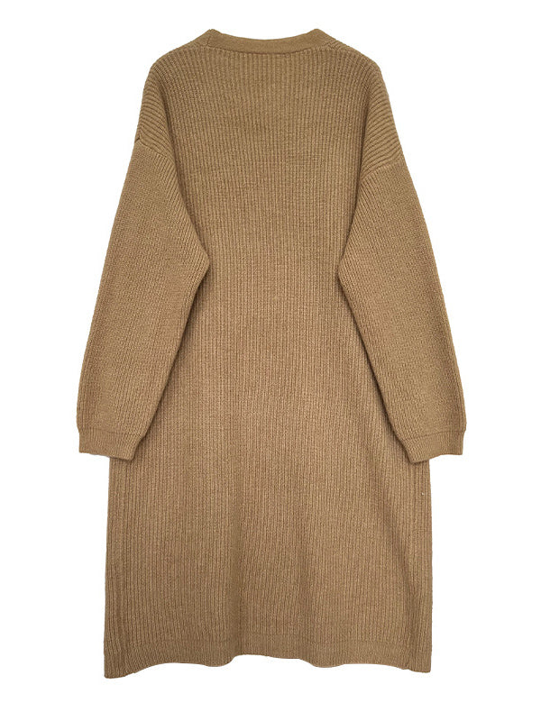 flowersverse Casual Loose Solid Color Cardigan Tops