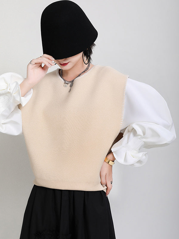 flowersverse Urban Black&Apricot Knitting Vest