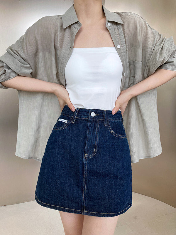 flowersverse Simple Casual Solid Color Spaghetti-Neck Vest Top