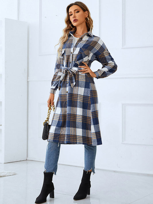 flowersverse Casual Loose Plaited Lapel Collar Coat