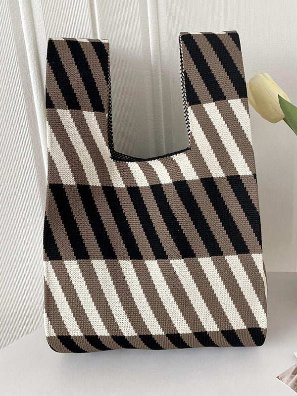 flowersverse Striped Woven Handbag Bags Accessories