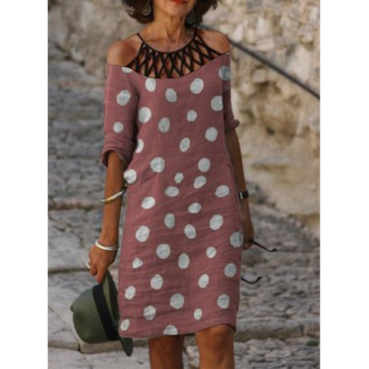 flowersverse Women's Summer Printed Loose Bamboo Fiber Linen Floral Hollow Dresses