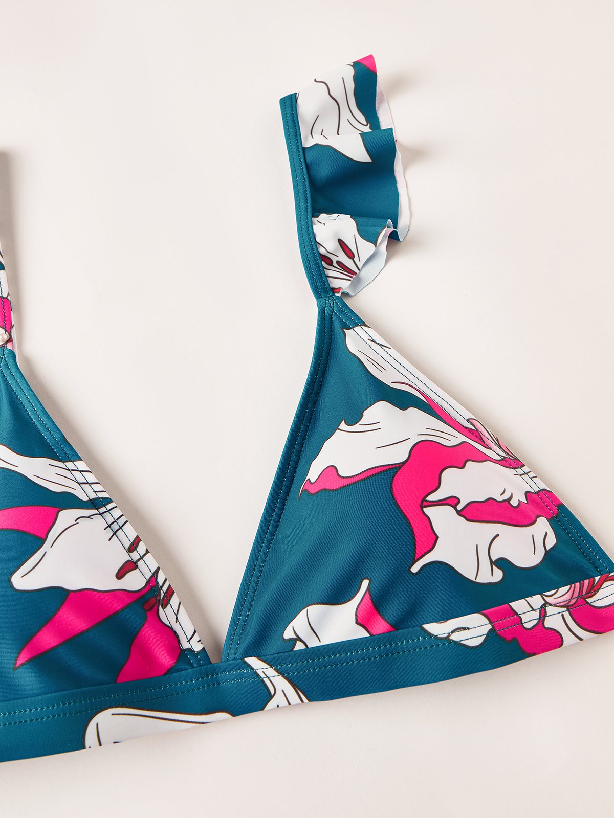 flowersverse Vacation Floral Printing V Neck Bikini Two-Piece Set