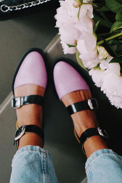 flowersverse Buckle Color Block Sandals Flats