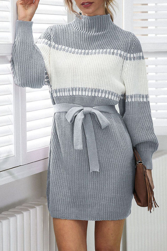 flowersverse Casual Geometric Half A Turtleneck Pencil Skirt Dresses(3 Colors)