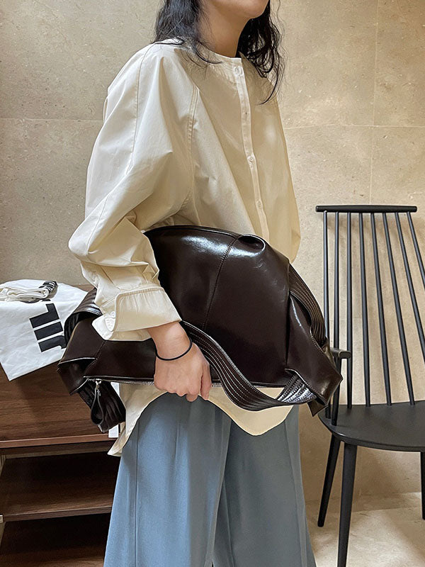 flowersverse Urban Long Sleeves Loose Contrast Color Round-Neck Blouses&Shirts Tops