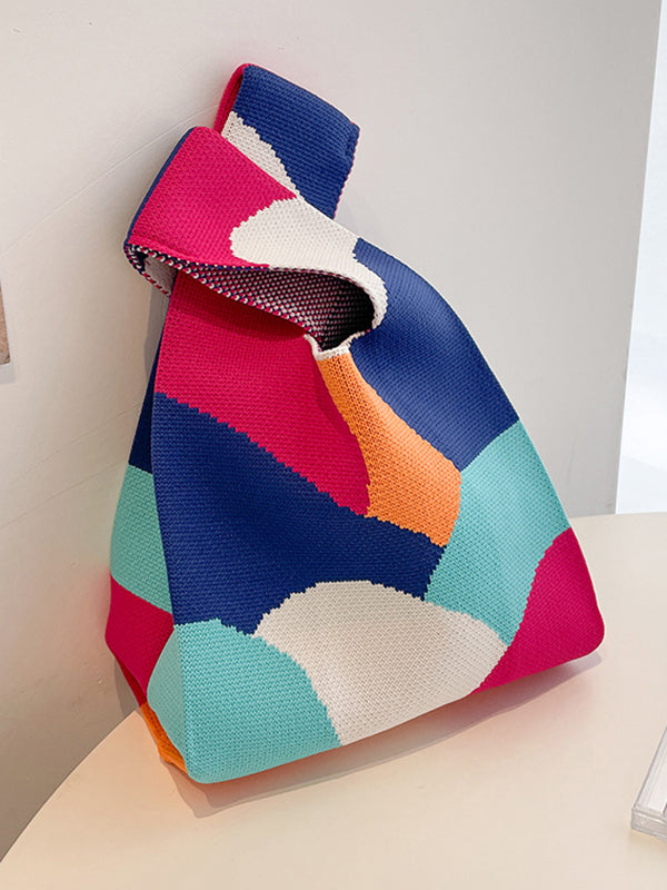 flowersverse Contrast Color Striped Handbags Bags
