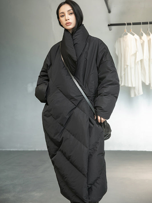 flowersverse Thicken Solid Warm Irregularity Duck Down Coat