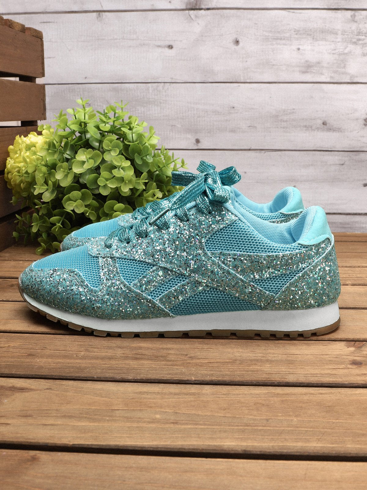 flowersverse Women Muffin Rhinestone New Crystal Platform Sneakers