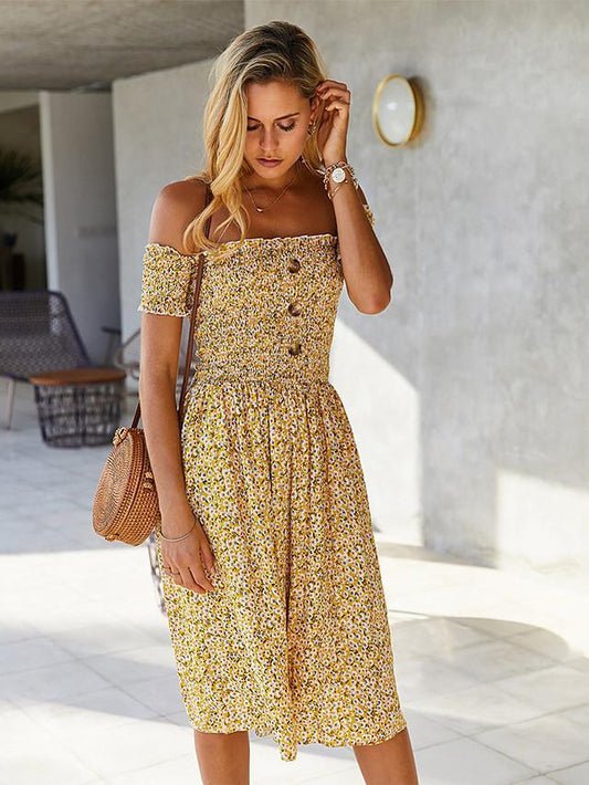 flowersverse Women's A-Line Dress Knee Length Dress - Sleeveless Polka Dot Layered Patchwork Print Spring Summer Off Shoulder Casual Mumu Going Out Loose White Blue Blushing Pink