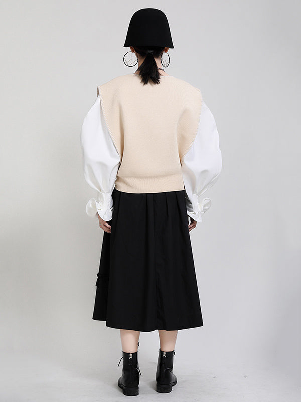 flowersverse Urban Black&Apricot Knitting Vest