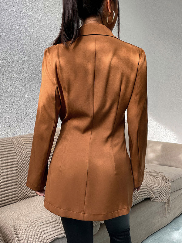 flowersverse Casual Long Sleeves Brown Coat