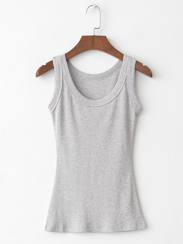 flowersverse 5 Colors Simple Solid Color Sleeveless Vest Top