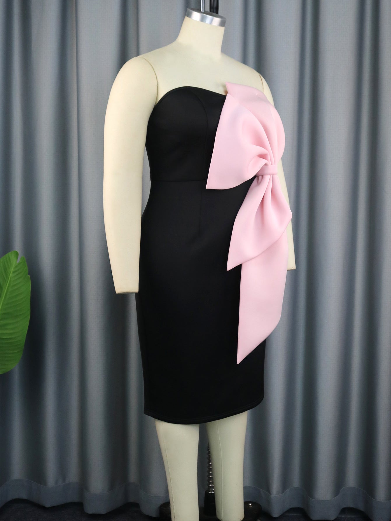 flowersverse Sexy Strapless Contrast Bow Bodycon Formal Party Dress Dress Elegant Dress
