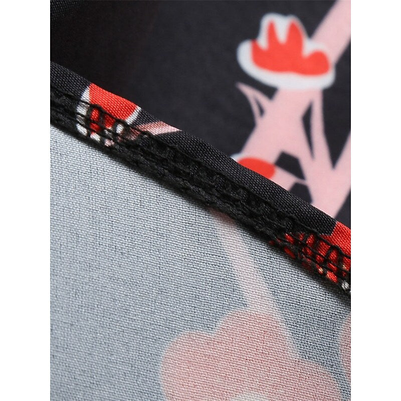 flowersverse Women's Elegant Retro Swing Dress Midi Dress Outdoor Daily Bow Print Floral Crew Neck Sleeveless Regular Fit Spring Summer Black S M L XL