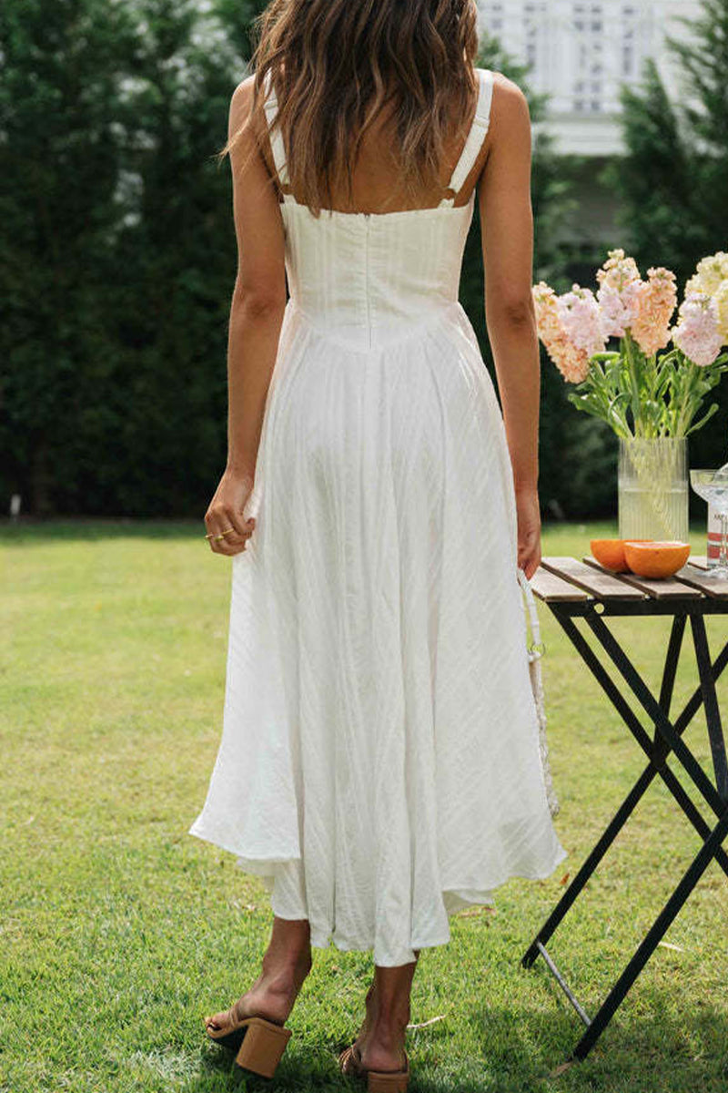 flowersverse Casual Simplicity Solid Asymmetrical Square Collar Irregular Dress Dresses