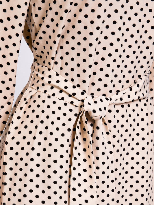 flowersverse Apricot Vintage Chiffon Polka Dots Weaving Dress