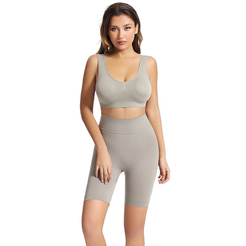 flowersverse Women's Sports Bra with Shorts Workout Sets Winter 2 Piece Basic Clothing Suit Black Blush Spandex Yoga Fitness Golf Comfort Breathable Weight Loss Plus Size Sleeveless Sport Activewear Stretchy Slim
