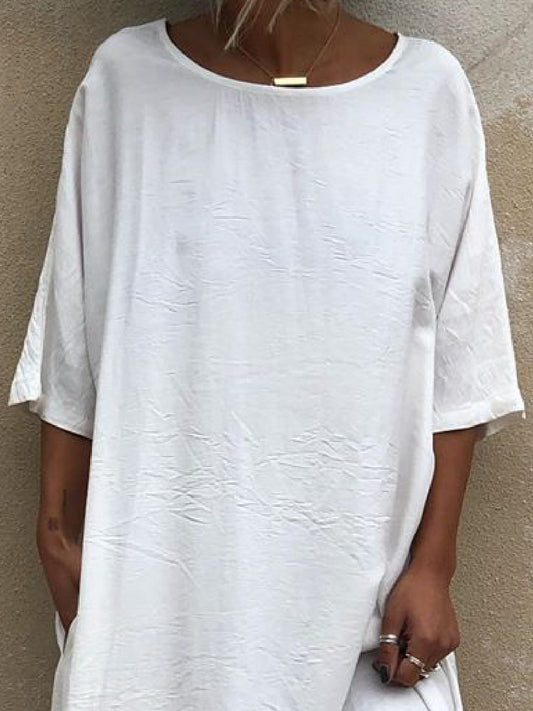 flowersverse Casual Plus Size Short Sleeve Weaving Dress