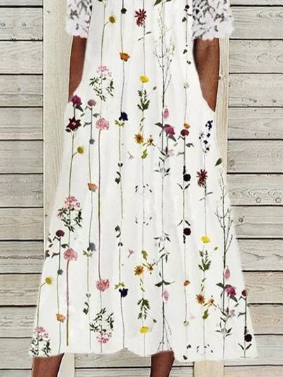flowersverse A-Line Casual Dresses White Dresses