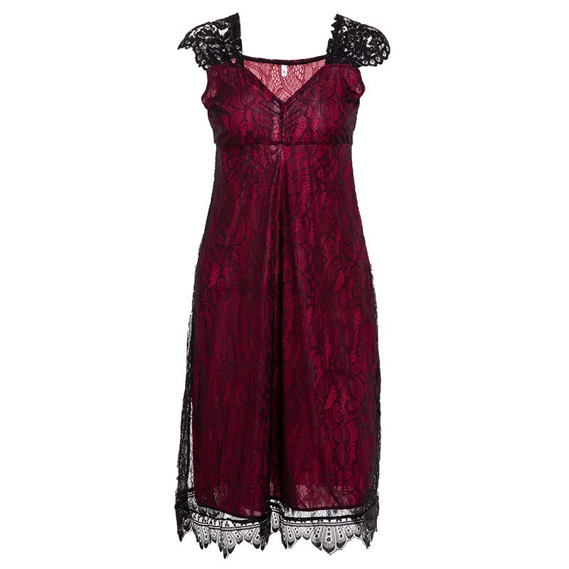 flowersverse Large Lace V-Neck Gothic Dress