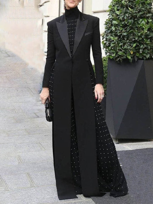 flowersverse Long Sleeves Split-Joint Split-Side Notched Collar Blazer Outerwear